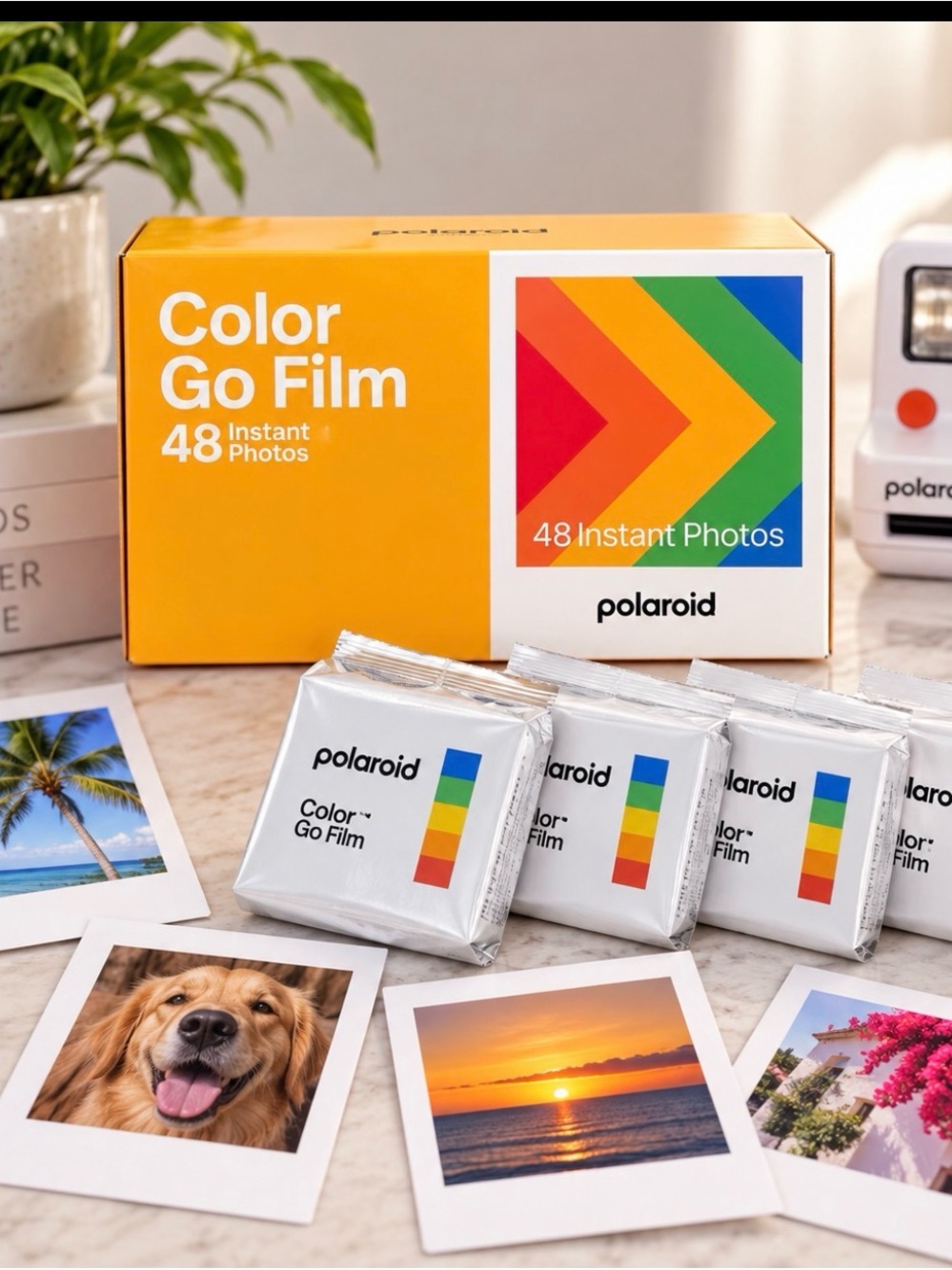 Polaroid Color Go Film Instant Photo Pack — Yellow Box with Rainbow Accents